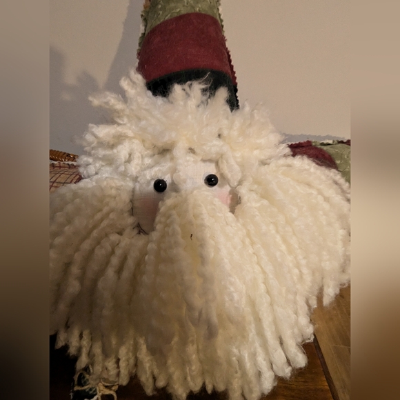 Festive Patchwork Santa Throw  Star Pillow. Patchwork. Rustic Decor. EUC. 18". - Picture 12 of 13